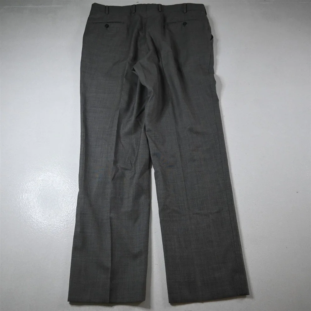 Jos A Bank 44L 38x34 Gray Sharkskin 100% Wool Mens‎ Jacket Pants Suit